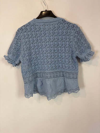 ZARA. Top azul claro texturas