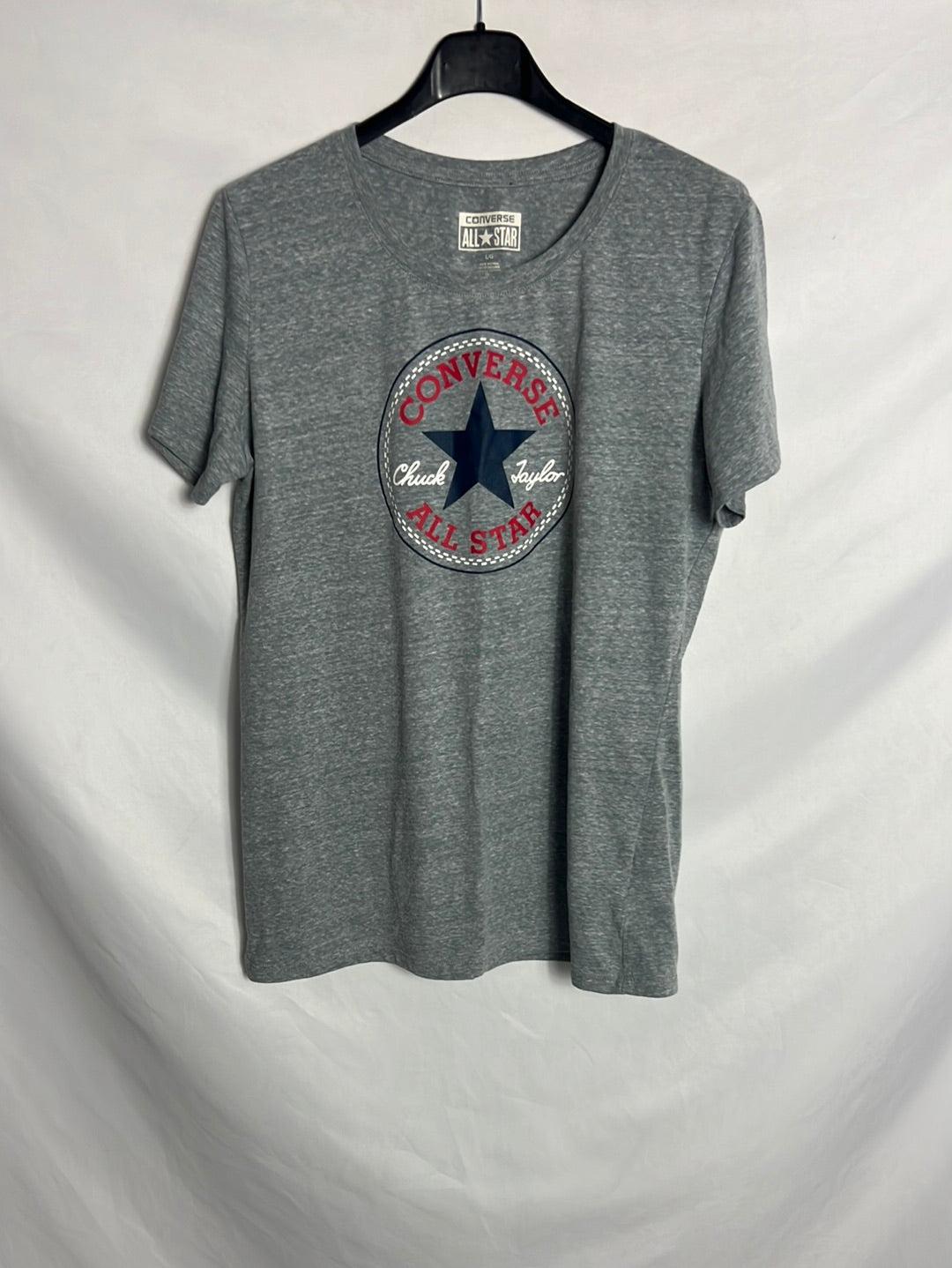CONVERSE. Camiseta gris logo. T L (M)