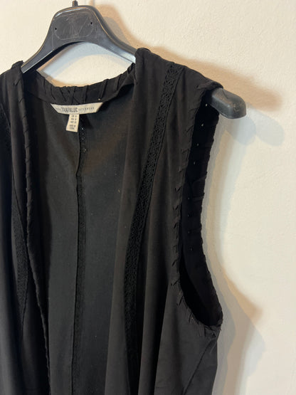 ZARA. Chaleco negro antelina flecos. T M