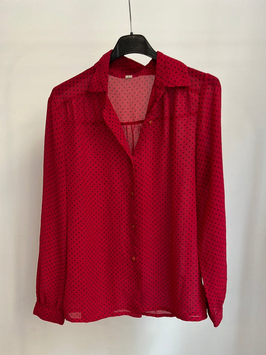 OTHERS. Flowy red polka dot blouse. TS