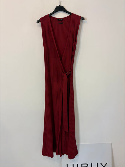 MASSIMO DUTTI. Vestido midi burdeo. T XS