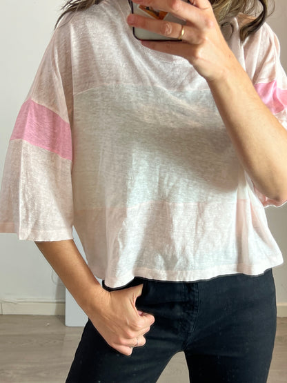 IRO. Camiseta rayas lino  T.xs