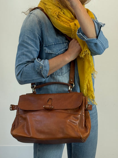 UTERQÜE. Bolso piel camel