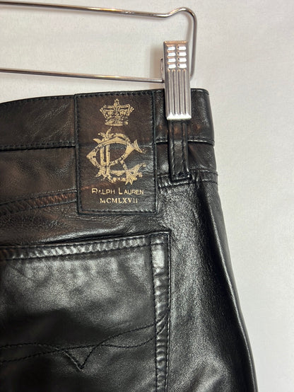 RALPH LAUREN. Black leather trousers with seams. Size 29 (38)