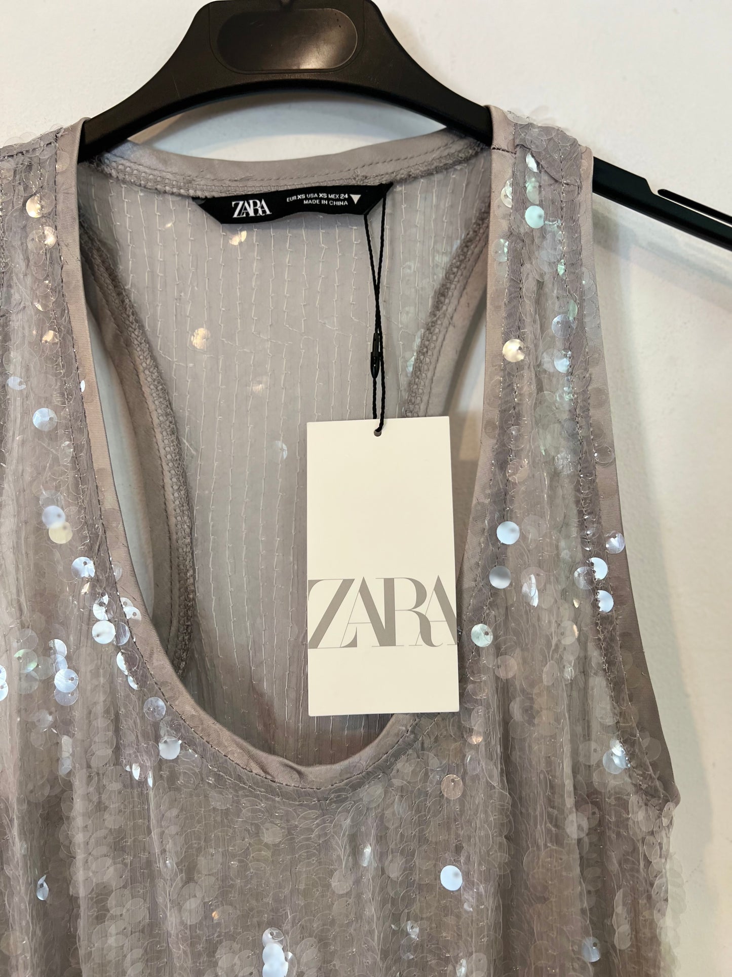 ZARA. Vestido largo lentejuelas T.xs