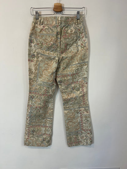 PEDRO DEL HIERRO. Beige printed trousers, size 36