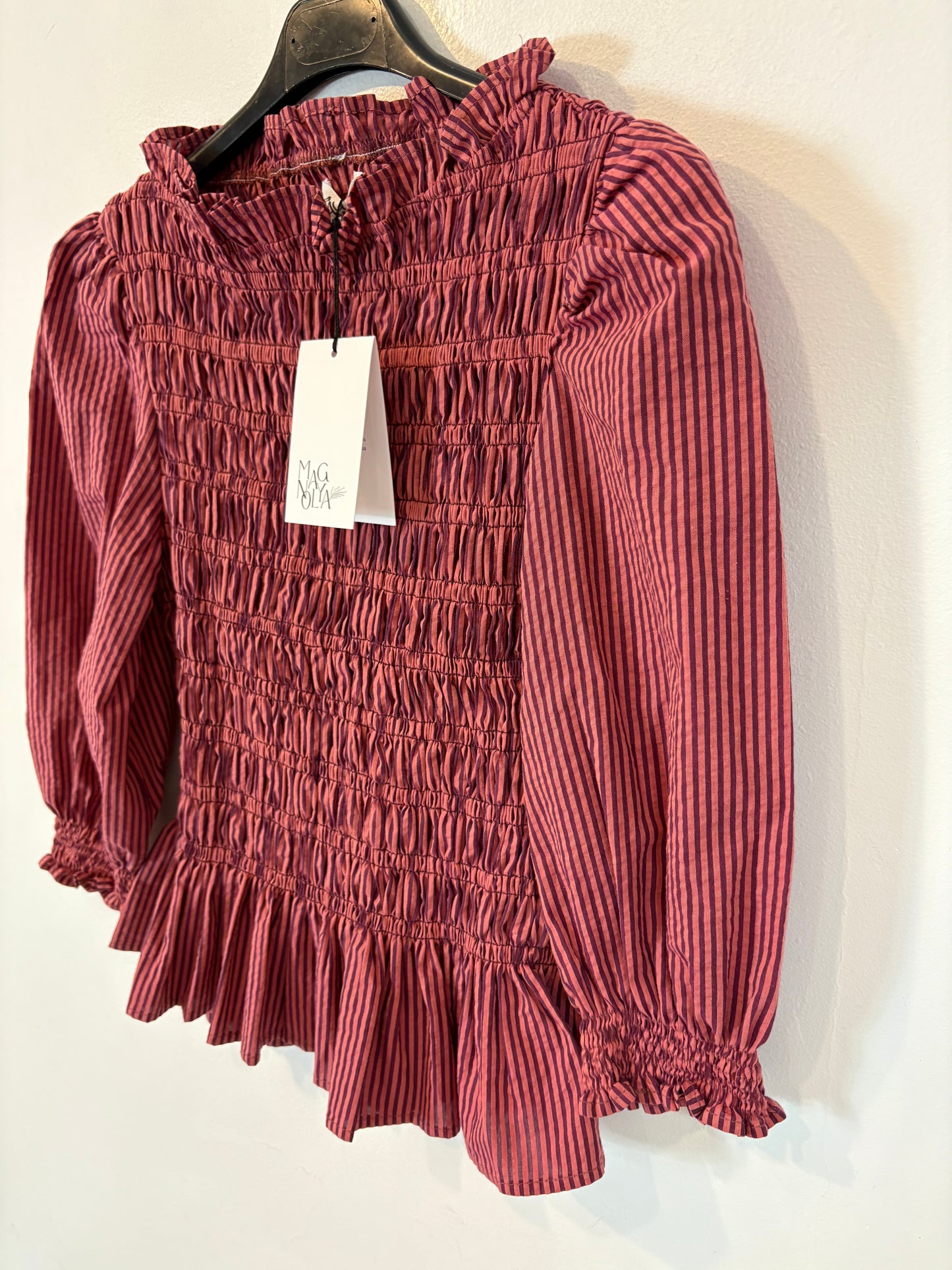 MAGNOLYA. Blusa rosa nido de abeja