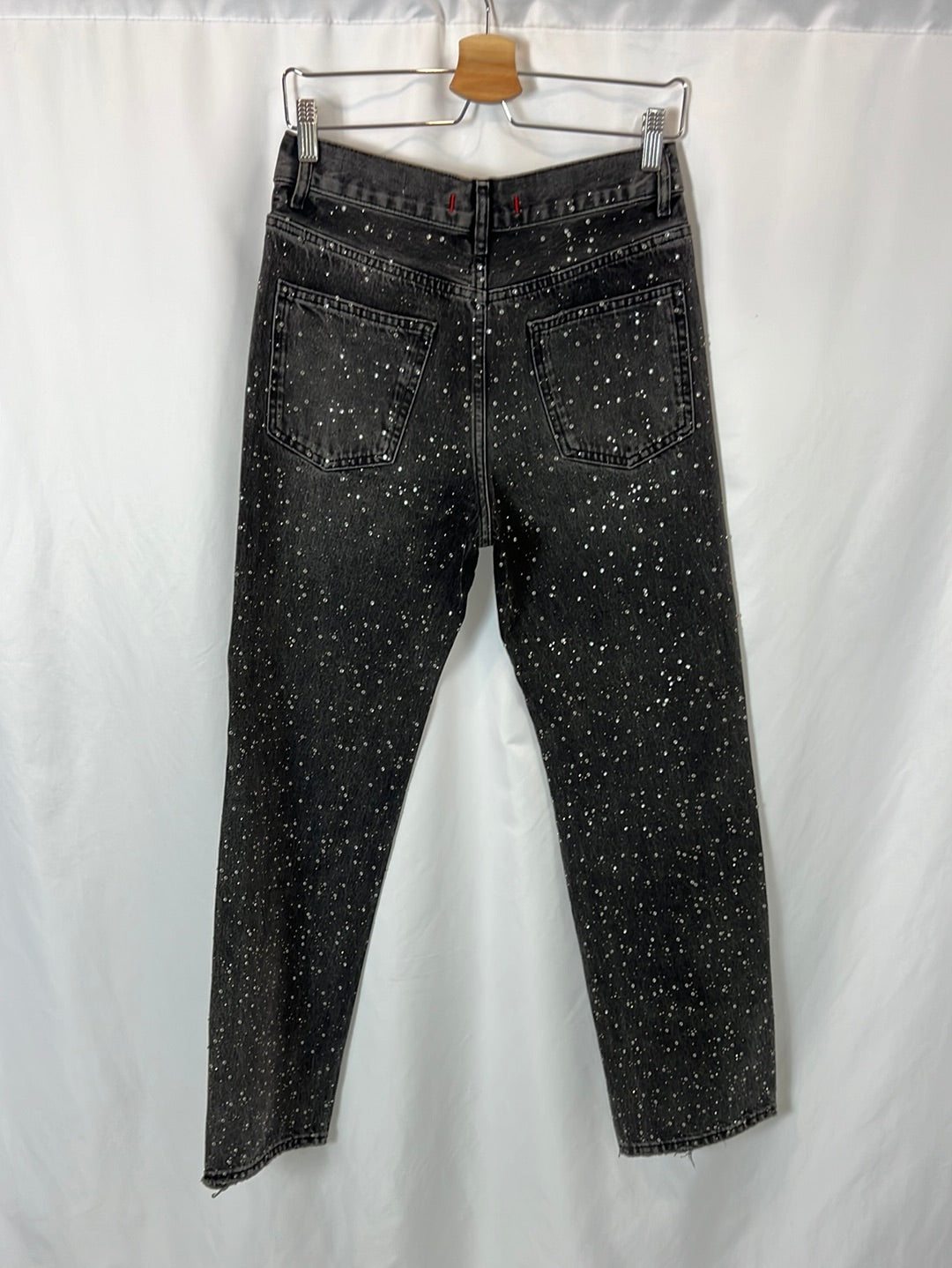 ZARA. Denim trousers with rhinestones, size 34