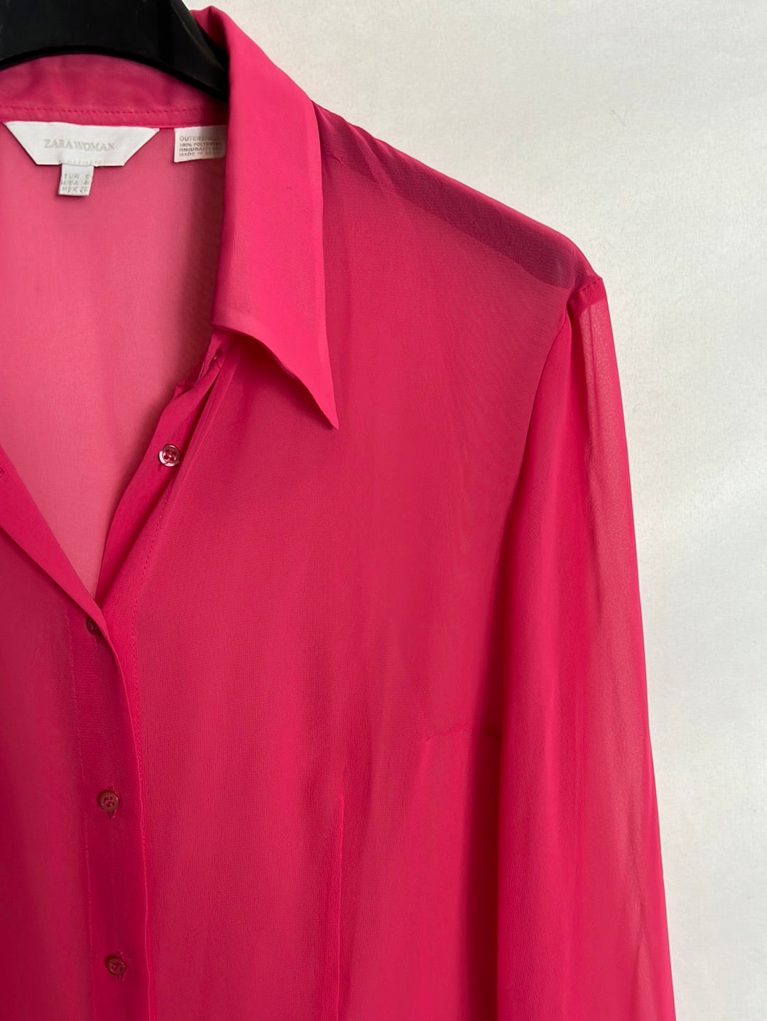 ZARA. Semi-sheer pink blouse. TS
