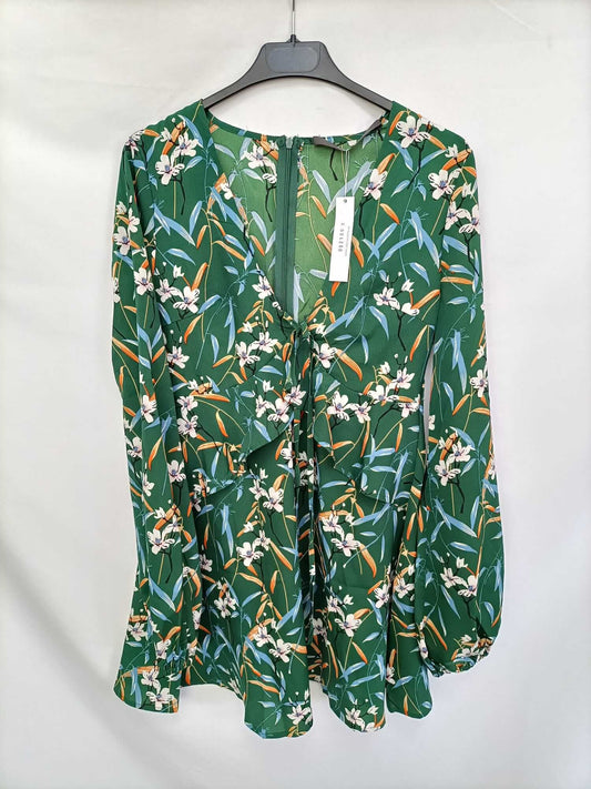 ABICYCLETTE. Vestido verde flores T.s