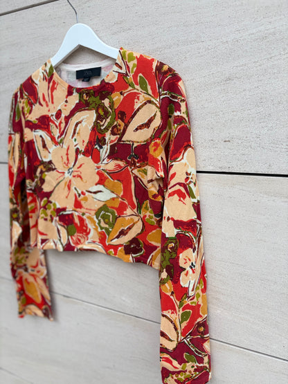 ZARA. Top manga larga punto estampado