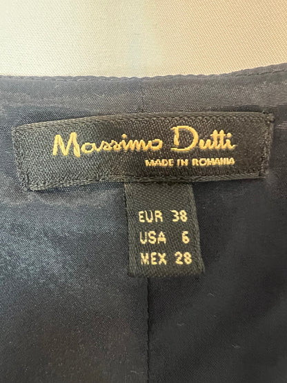MASSIMO DUTTI. Mono azul culotte botonadura lateral. T 38