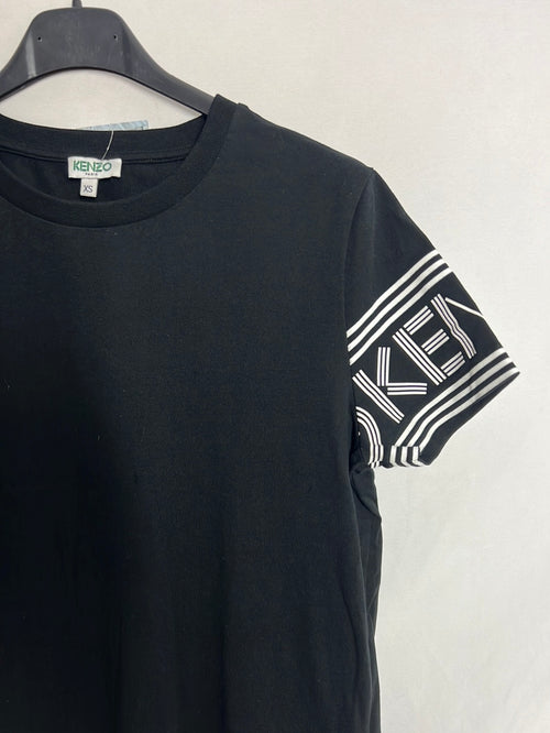 KENZO. Camiseta negra logo mangas. T XS
