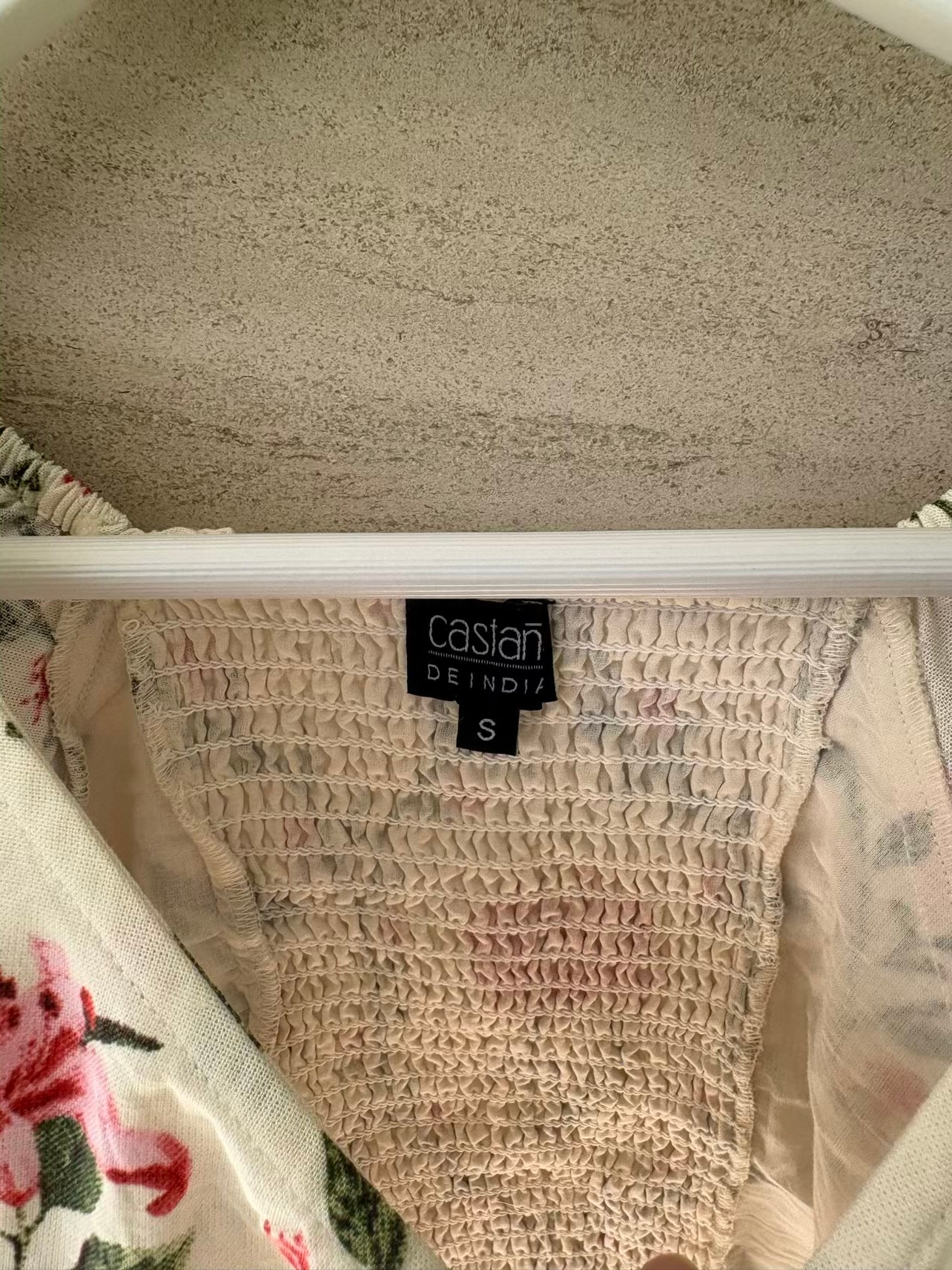 CASTAÑO DE INDIAS. Conjunto top y falda palmitos