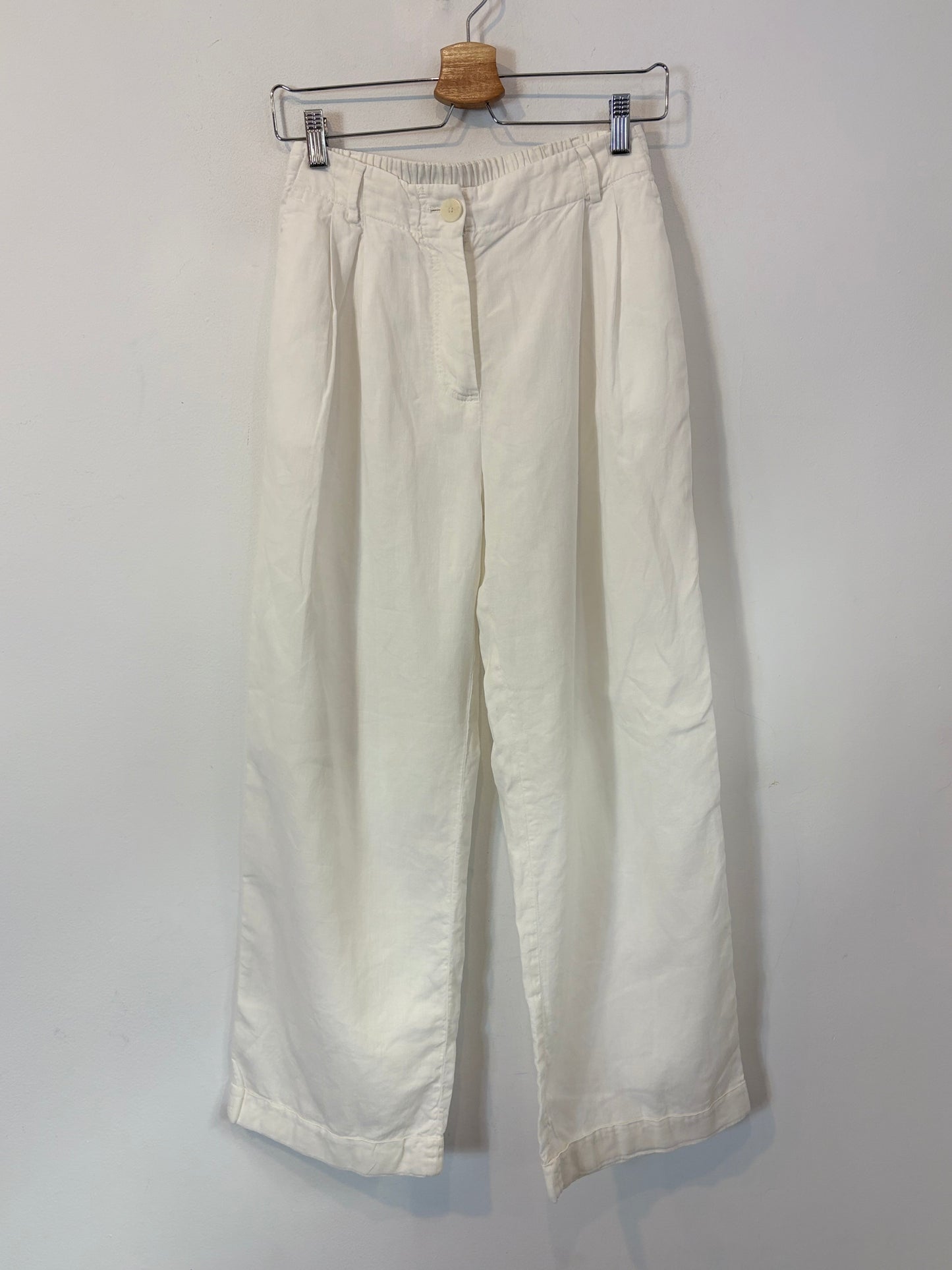 MASSIMO DUTTI. Pantalón lino blanco