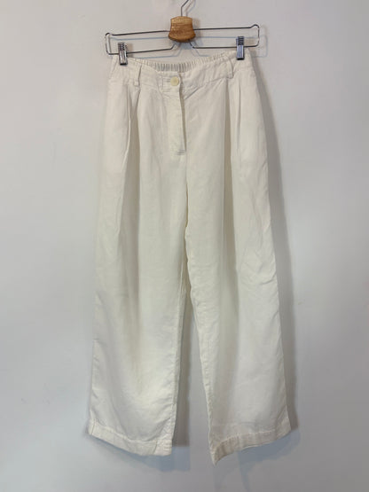 MASSIMO DUTTI. Pantalón lino blanco