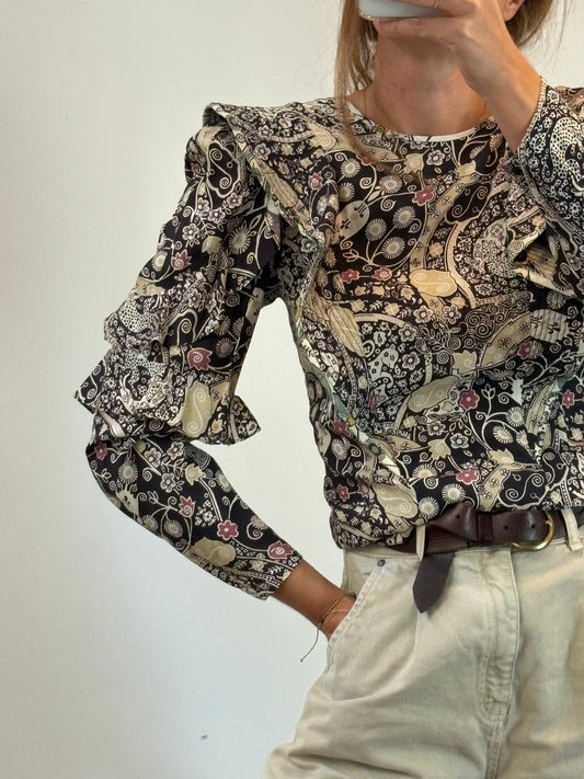 ISABEL MARANT ÉTOILE. Blusa estampada volante