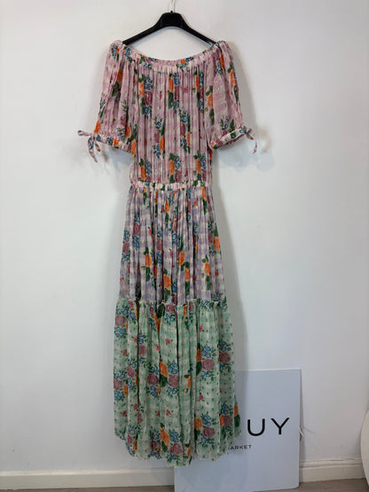 JOT. Vestido largo vaporoso estampado hombros