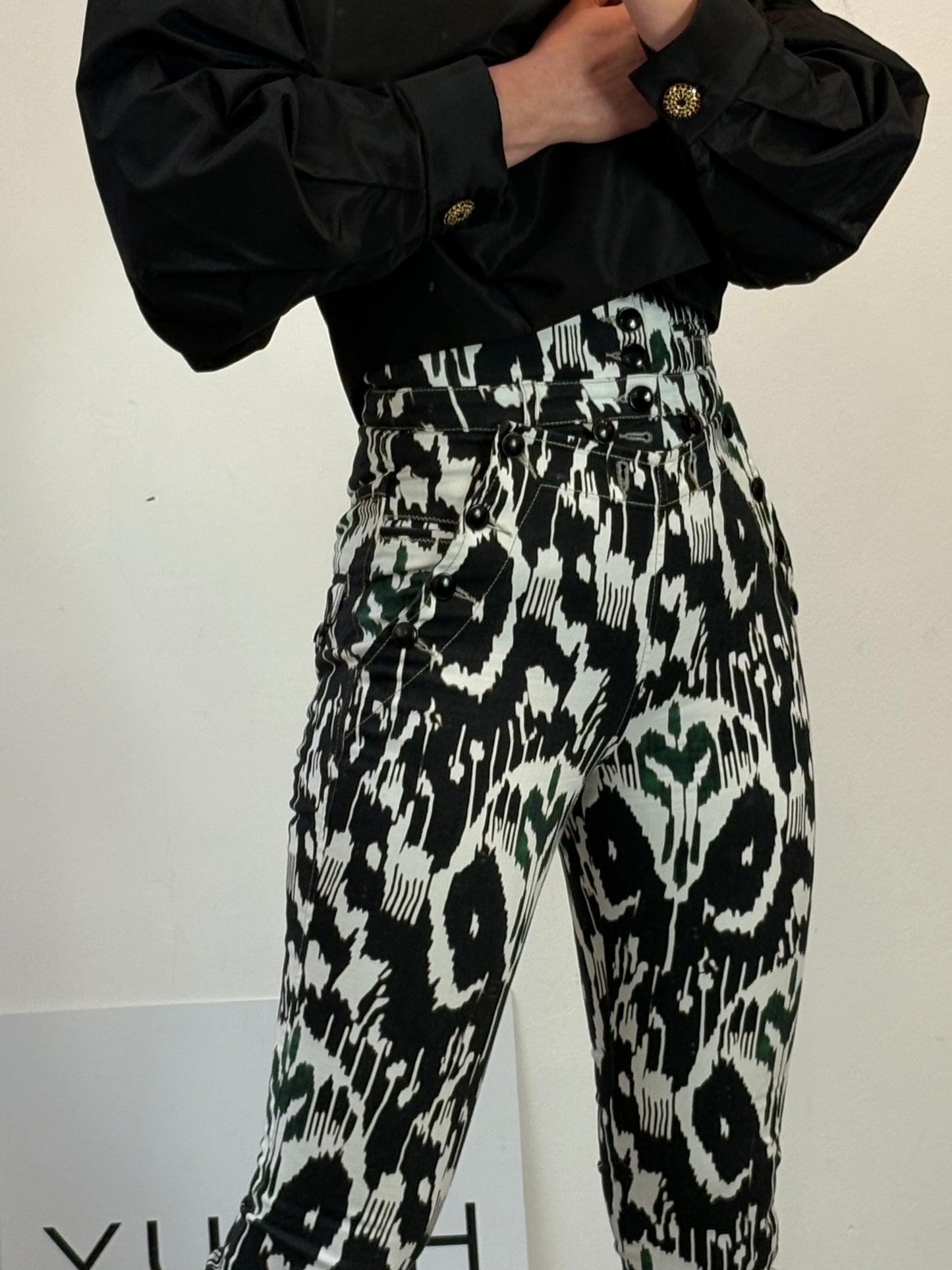 ISABEL MARANT. Denim estampado cintura alta