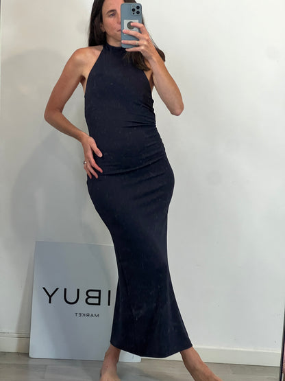 Vestido largo azul halter