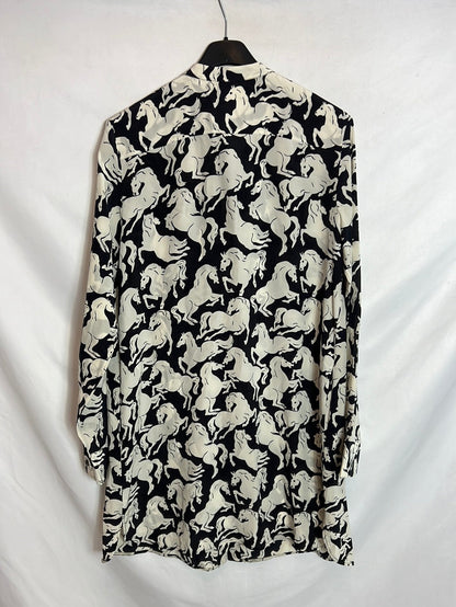 STELLAMcCARTNEY. Blusa larga /vestido seda estampado caballos. T 42