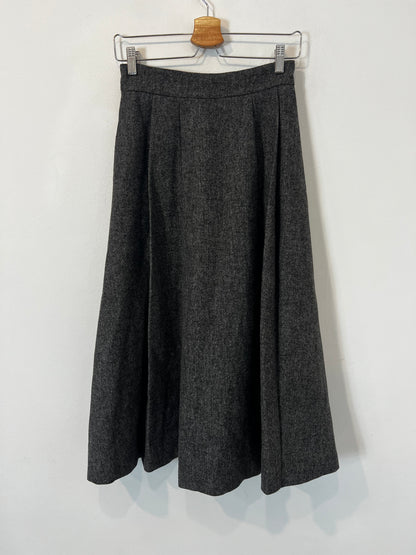 ZARA. Falda midi gris jaspeado bolsillos