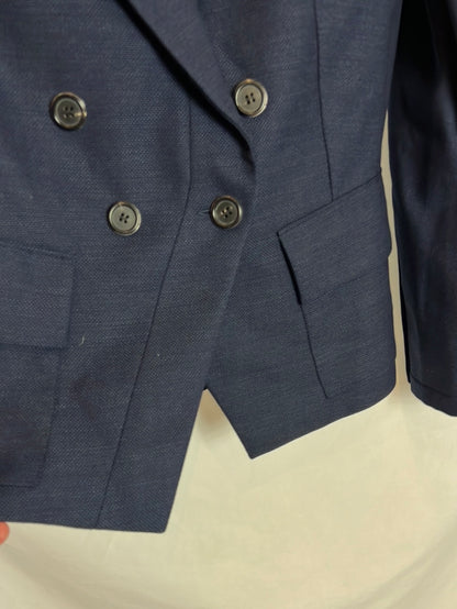 BARBARA BUI. Chaqueta azul cruzada hombreras . T 42