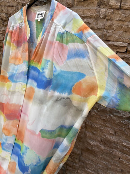 BIMBA Y LOLA. Vestido largo camisero multicolor