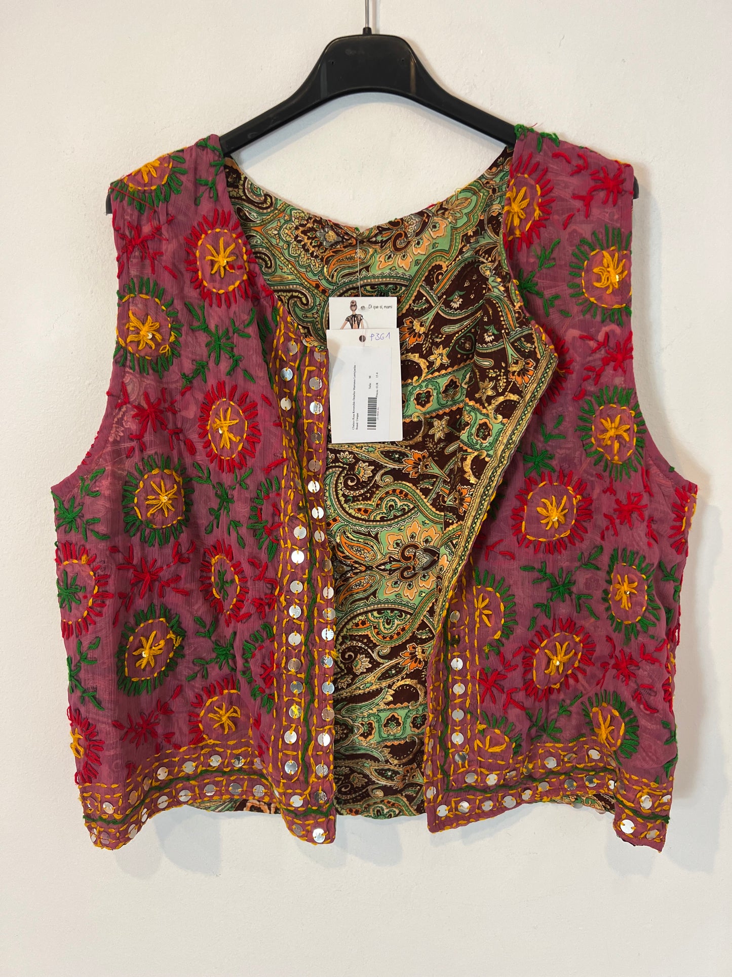 LIV. Chaleco seda estampado reversible. T M