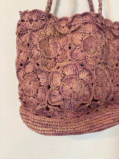 PETITE MENDIFOTE. Bolso de hombro rafia malva