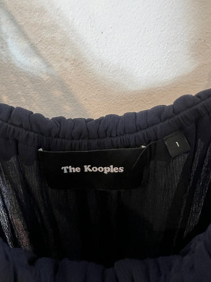 THE KOOPLES. Vestido corto azul detalles croché. T 1 (S)