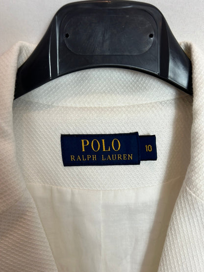 POLO RALPH LAUREN. White piqué blazer. Size 10 (38)