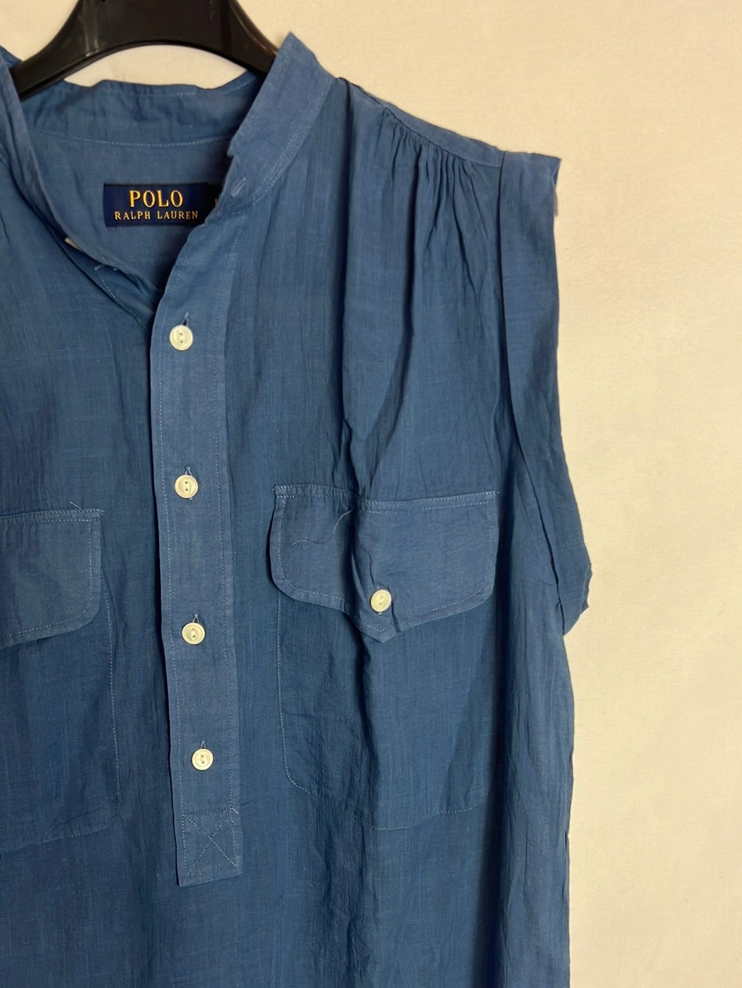 POLO RALPH LAUREN. Blusa sin mangas azul algodon. T 10(M)