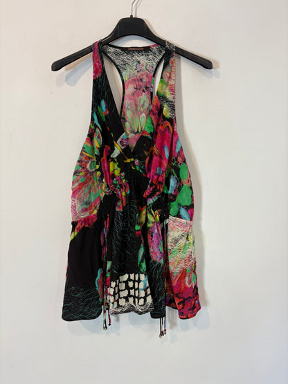 ROBERTO CAVALLI. Top seda estampado. T M