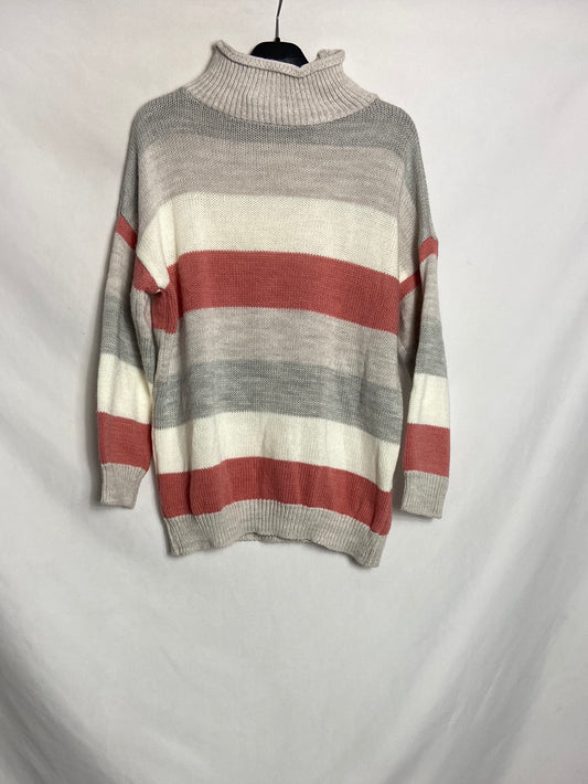 OTRAS. Jersey rayas grises y rosas. T M