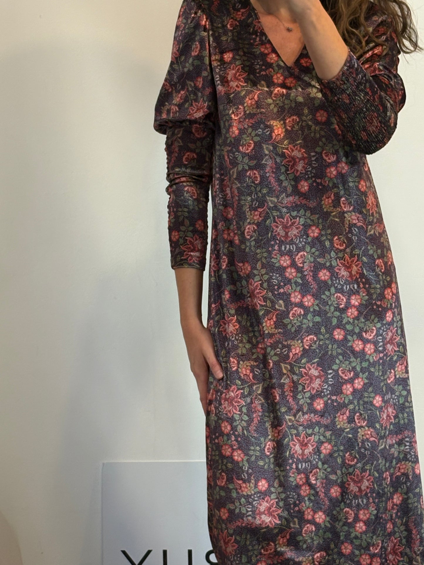 MAGNOLYA. Vestido largo estampado terciopelo