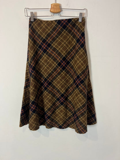 MASSCOB. Falda  cuadros marrones lanaT.36