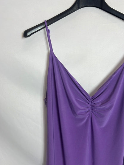 ZARA. Vestido midi morado. T S