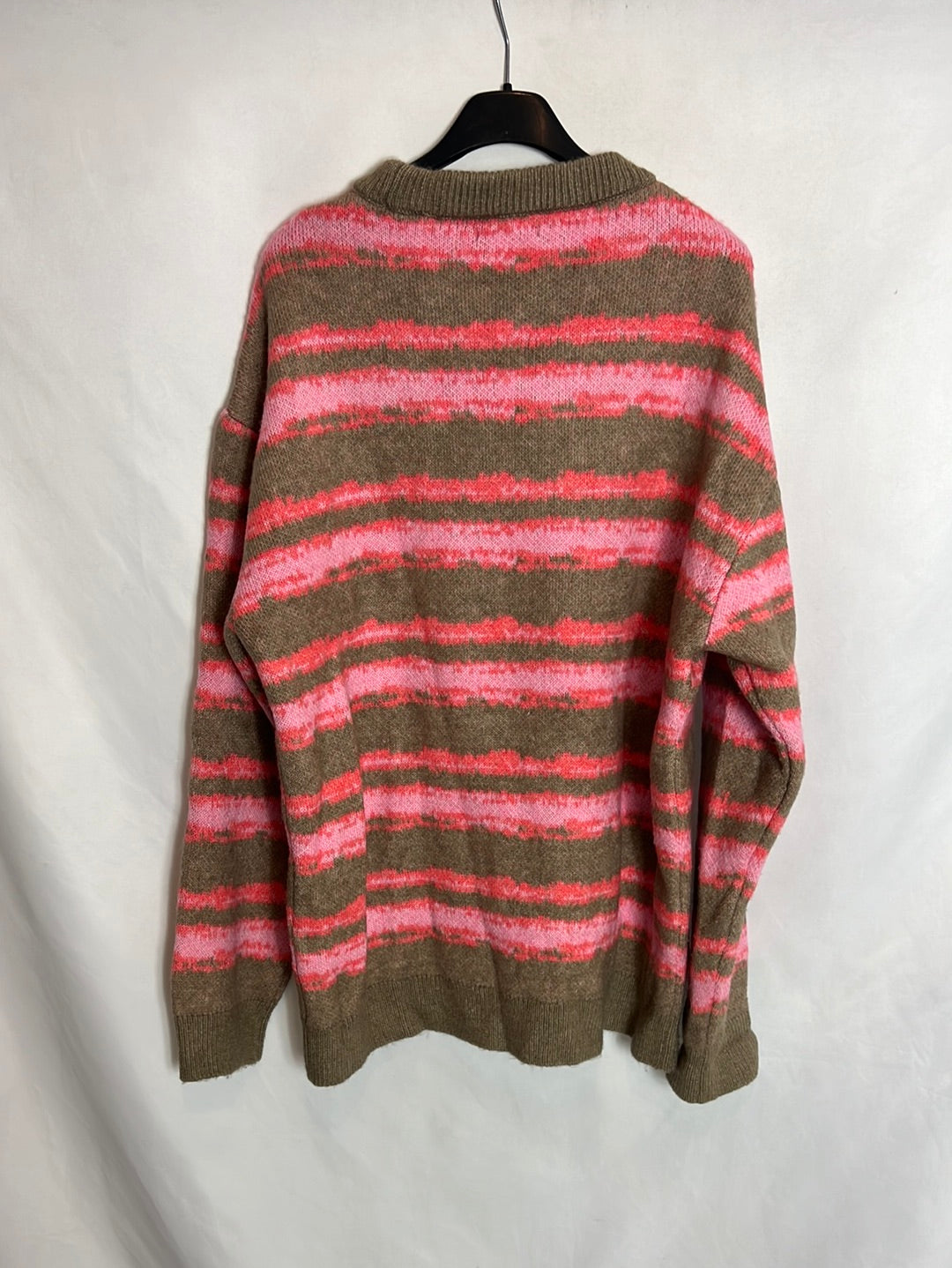 ZARA. Jersey estampado rosa y beige T.l