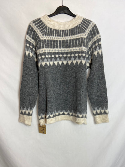 OTRAS. Jersey gris estampado blanco  TU (S)