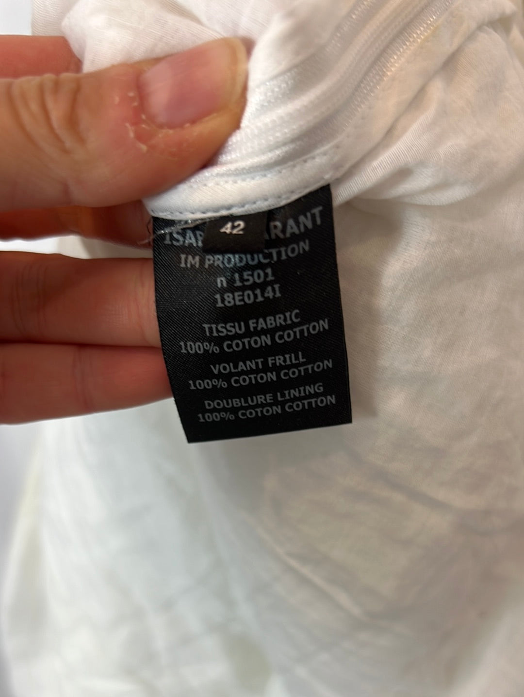 ISABEL MARANT. Asymmetrical white dress with ruffles. Size 42