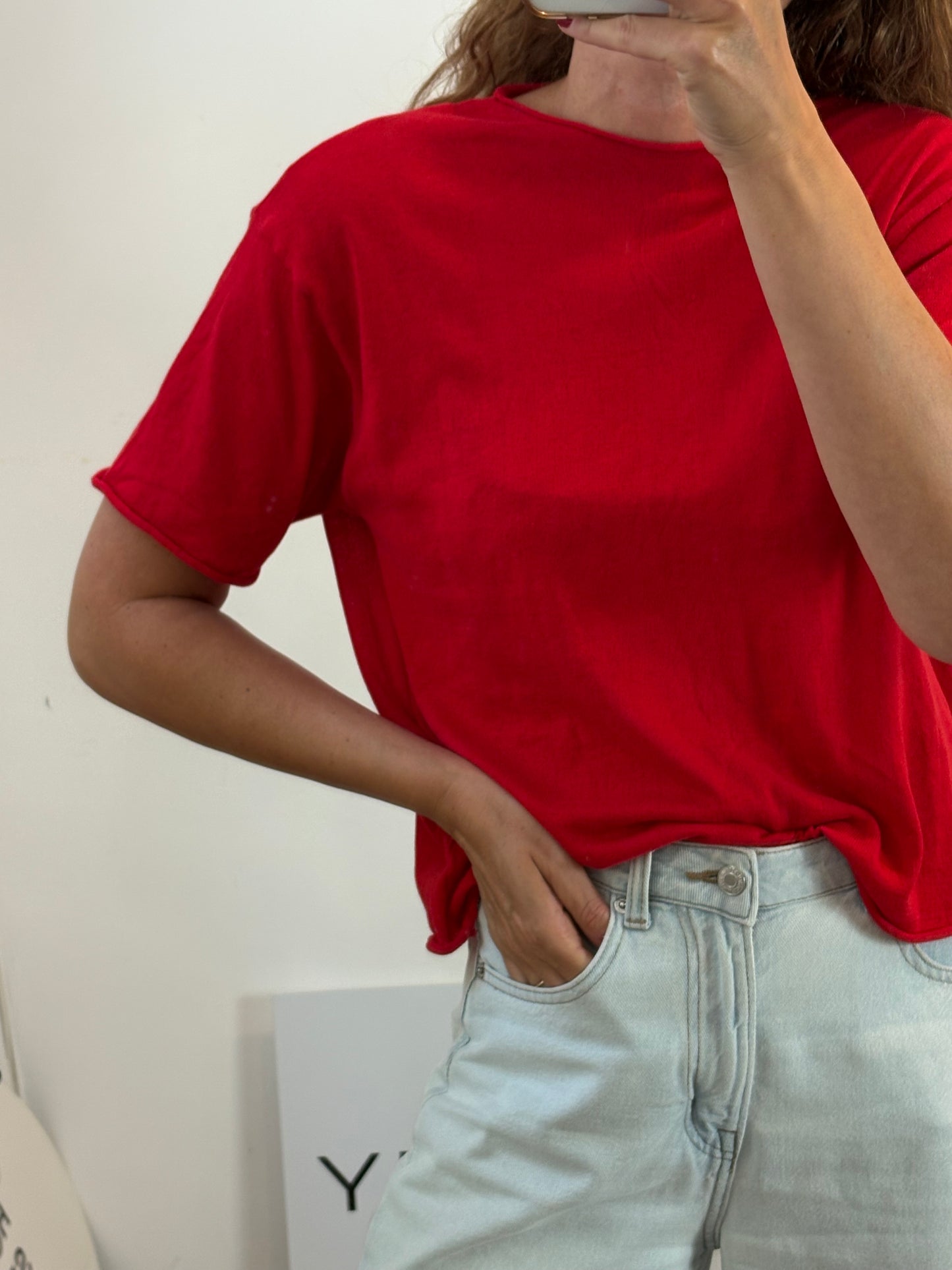 MASSIMO DUTTI. Top rojo algodón