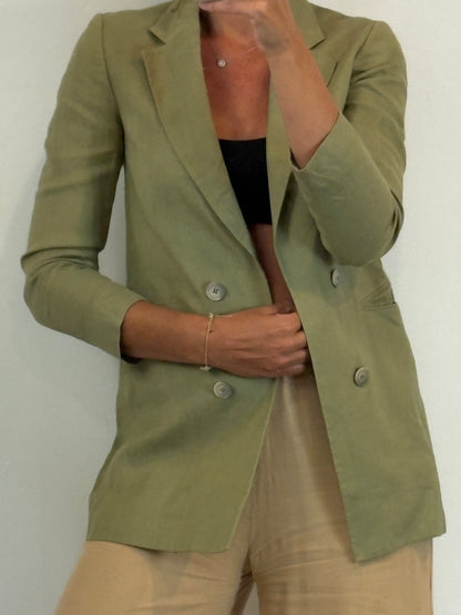 MASSIMO DUTTI. Blazer lino verde. T 34