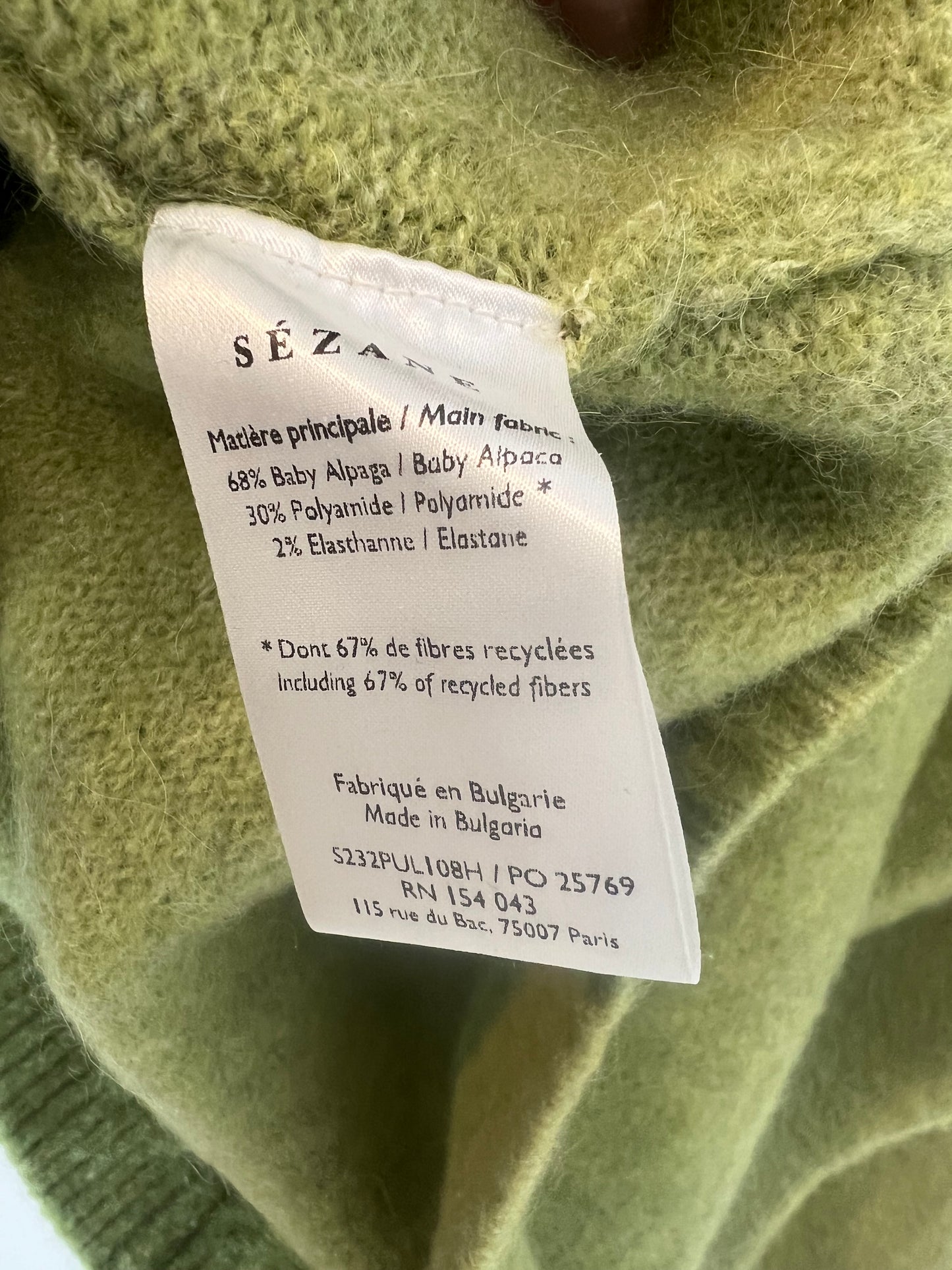 SEZANE. jersey verde pistacho T.xs