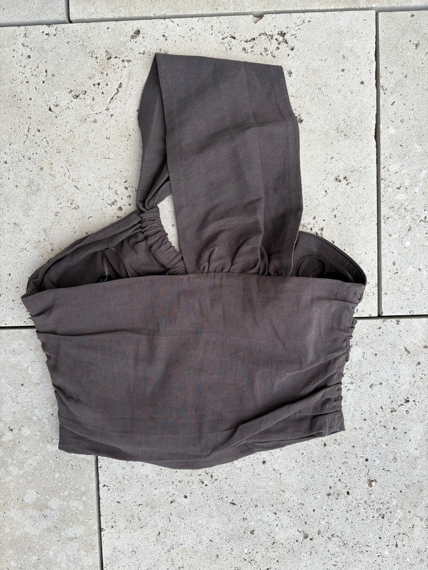 ZARA. Top elástico asimétrico con lino