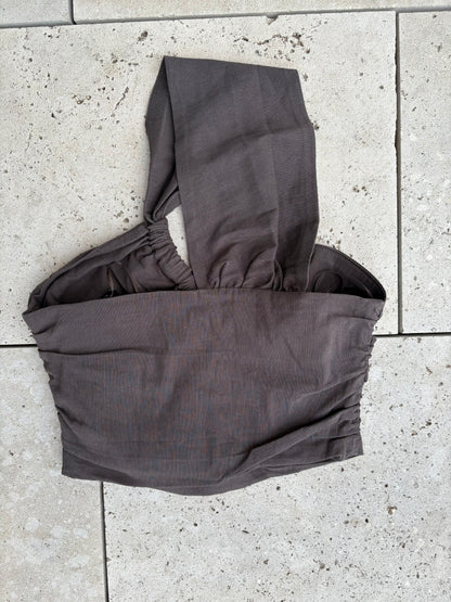 ZARA. Top elástico asimétrico con lino