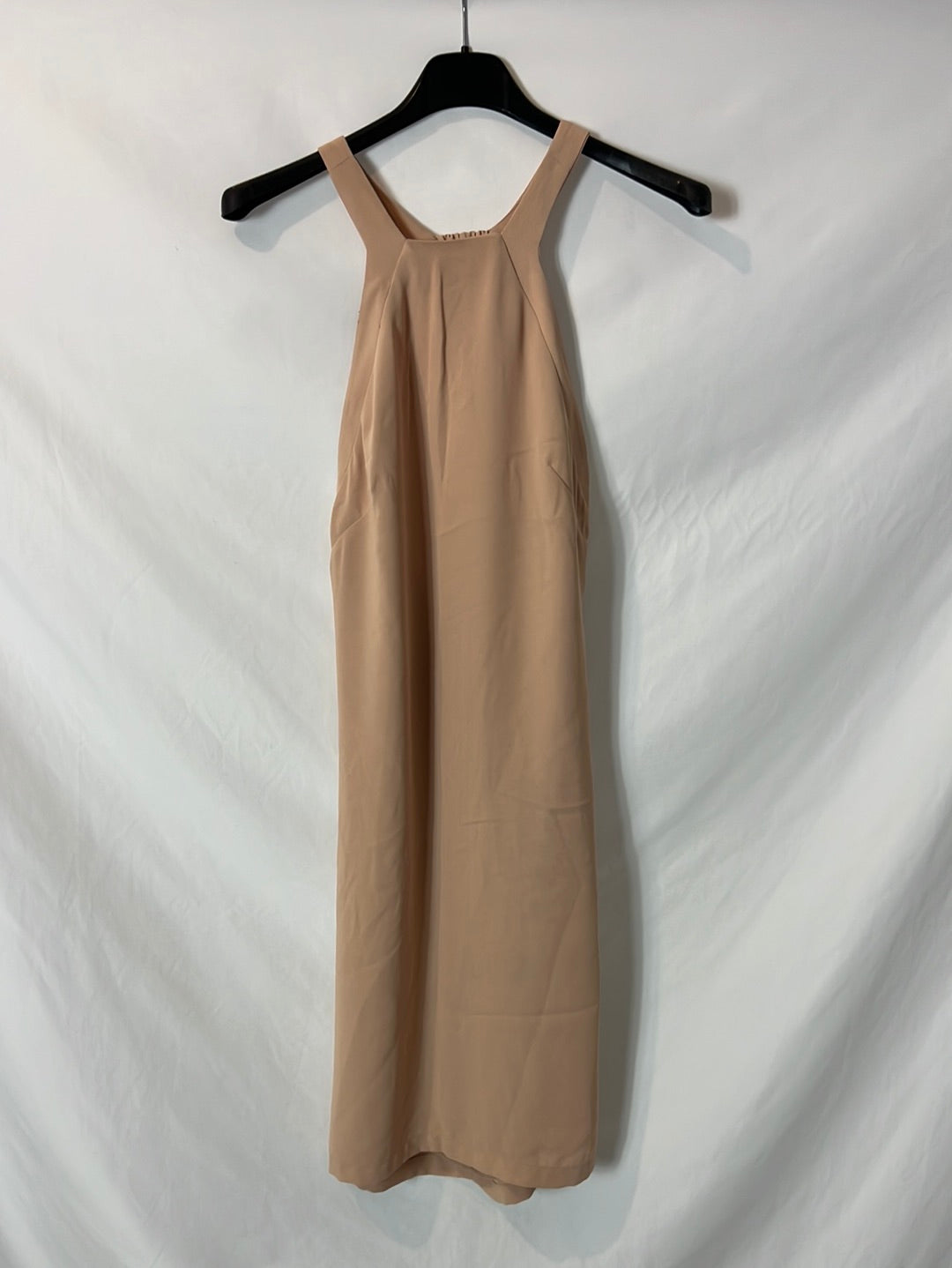 MANGO. Nude halterneck dress. Size XS