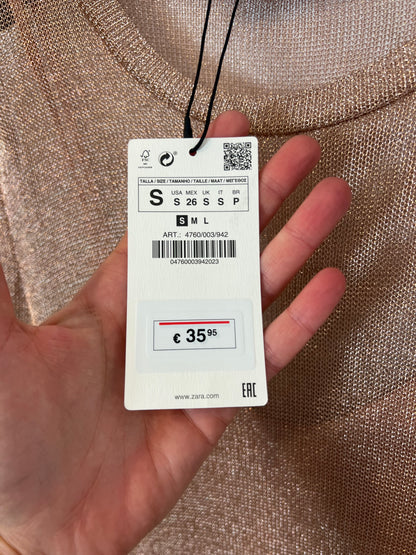 ZARA. Vestido textura brillo. T S