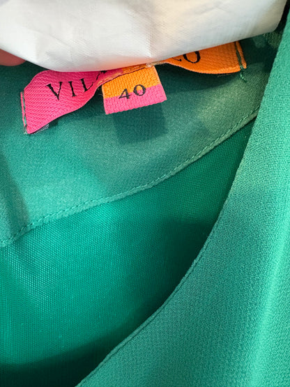 VILAGALLO. Vestido largo gasa verde