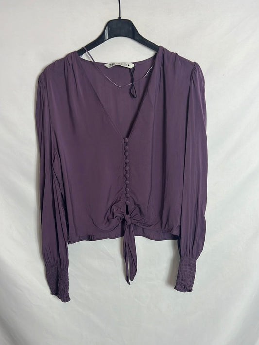 ZARA. Blusa morada lazada. T S